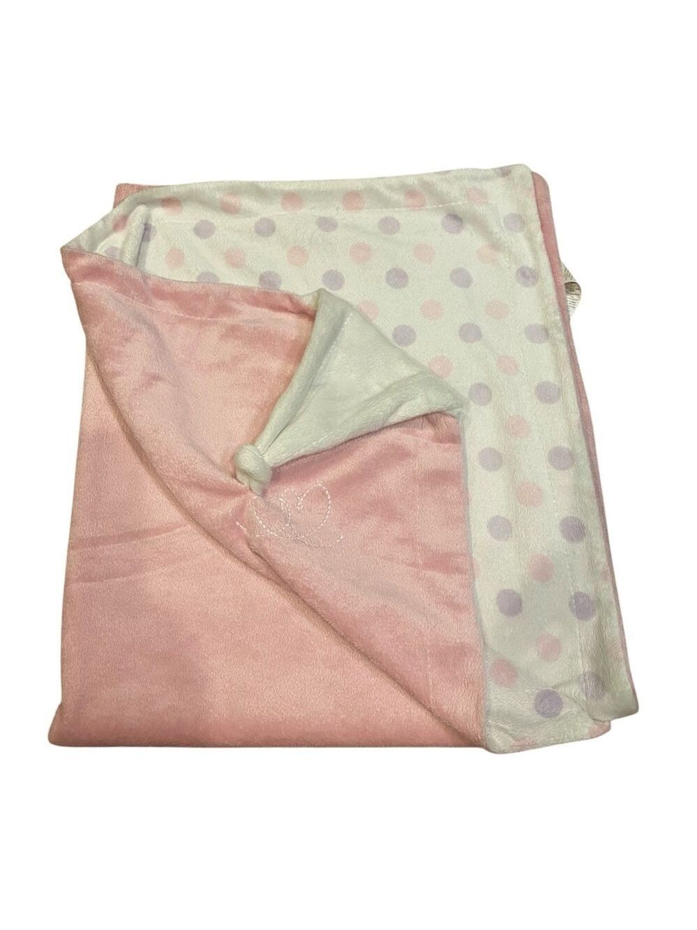 Piccolo Bambino Pink Polka Dot Baby Blanket Purple Throw Lovey Soft Touch Girl